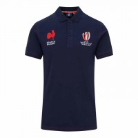 France RWC Mens Cotton Navy Rugby Polo Shirt 2023