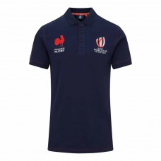 France RWC Mens Cotton Navy Rugby Polo Shirt 2023