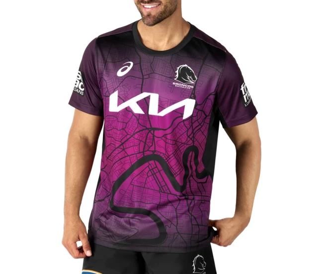 Brisbane Broncos Mens BLack Training Rugby Tee 2024