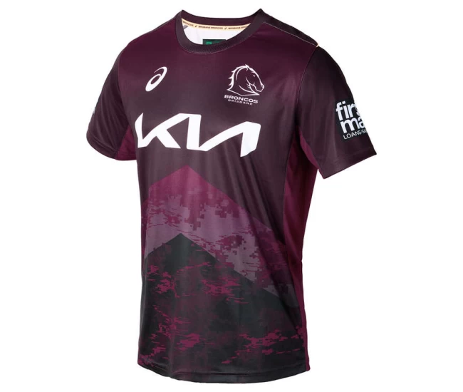 Brisbane Broncos Mens Maroon Training Rugby Tee 2024