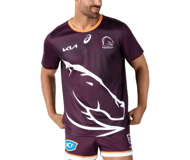 Brisbane Broncos Mens Run Out Training Rugby Tee 2024
