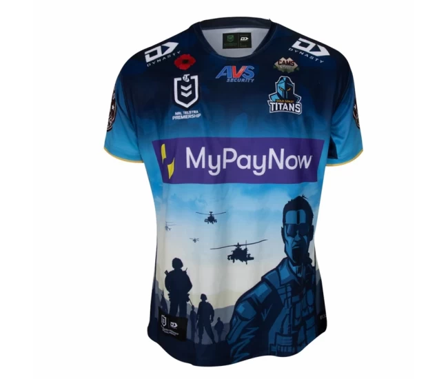 Gold Coast Titans Mens Anzac Rugby Shirt 2023