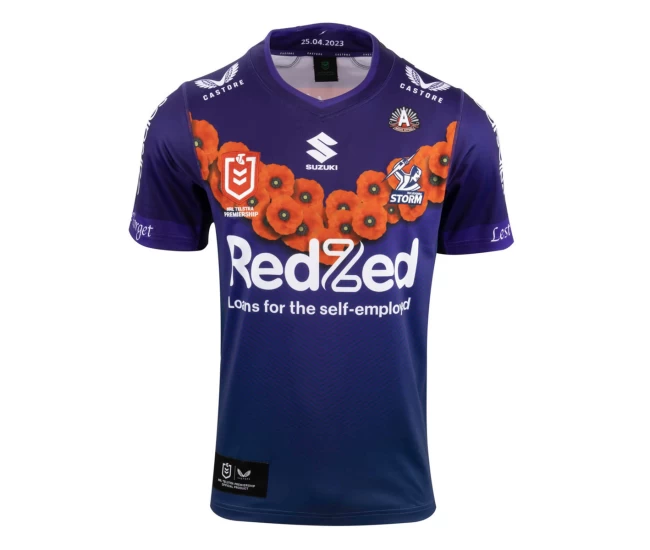Melbourne Storm Mens Anzac Rugby Shirt 2023