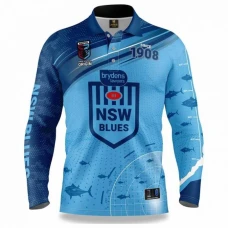 NSW Blues Mens Fishfinder Fishing Rugby Shirt 2022