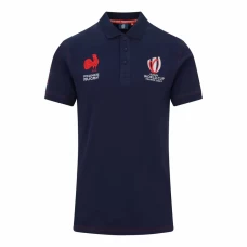 France RWC Mens Cotton Navy Rugby Polo Shirt 2023