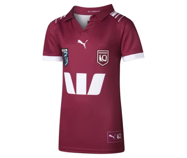 Harvey Norman QLD Maroons Kids Home Rugby Shirt 2025