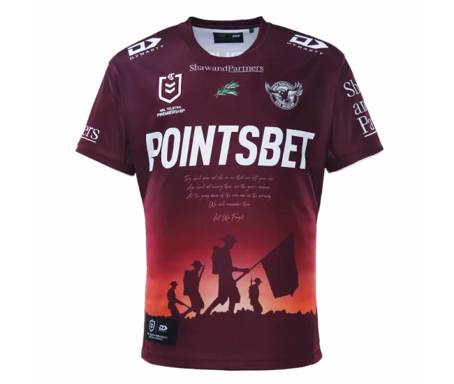 Manly Warringah Sea Eagles Mens Anzac Rugby Shirt 2023