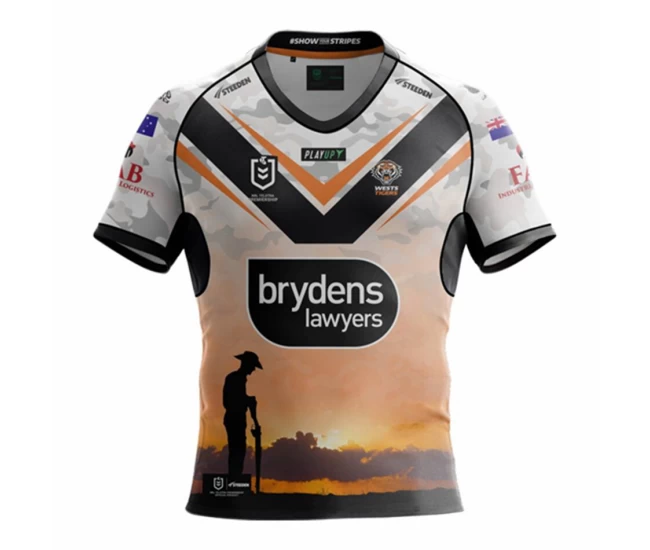 Wests Tigers Mens ANZAC Rugby Shirt 2023